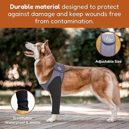 Doggie Stylz Dog Recovery Sleeve Waterproof & Durable Anti-Lick Dog Leg Sleeve Cone Collar Alternative for Pet Wounds – Prevent Licking, Biting & Keep Dry – Front Leg Recovery Sleeve - Hot Spot Wrap
