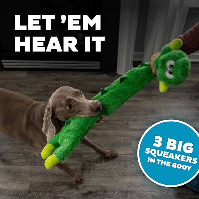 Outward Hound Longidudes Gator Long Crinkly & Squeaky Dog Toy, Green