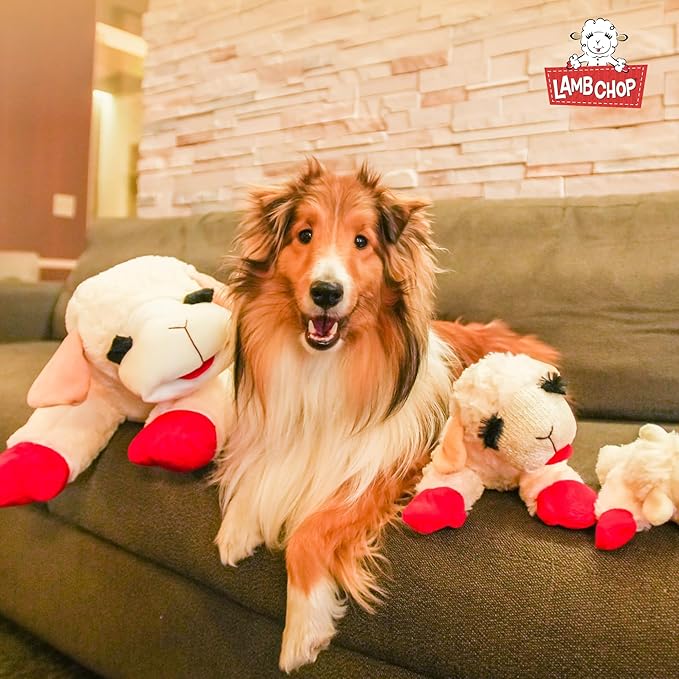 Multipet Lamb Chop Dog Plush Toy - Squeaky Toy for All Dogs - Extra Soft Plush - Stuffed Animal for Cuddling & Playing - Jumbo (24", Cream)