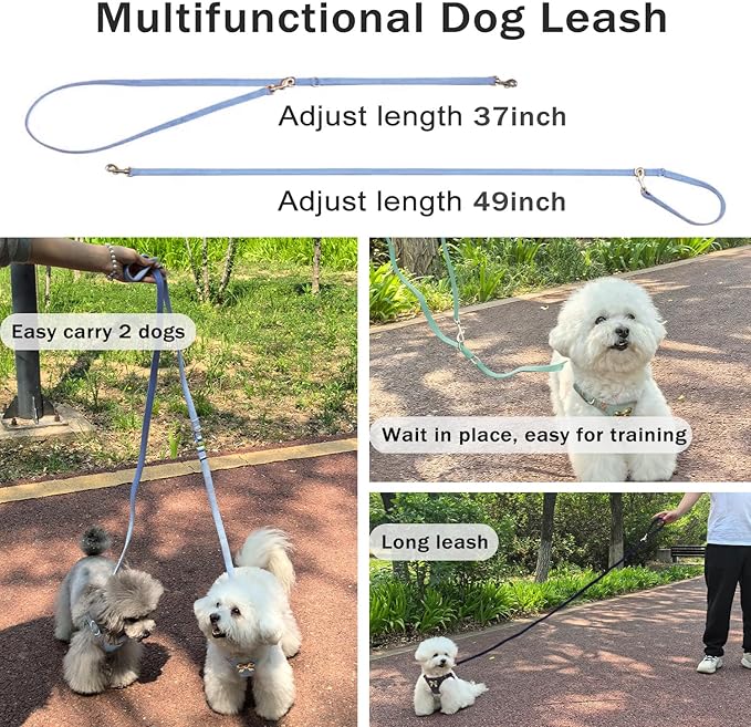 No Pull Dog Harness and Leash Set for Small Sized Dog Training Puppy Harnesses with Multifunction Dog Leash Soft Adjustable Denim No Choke Escape Proof Pet Harness for Small and Medium Dog (Blue XXS)