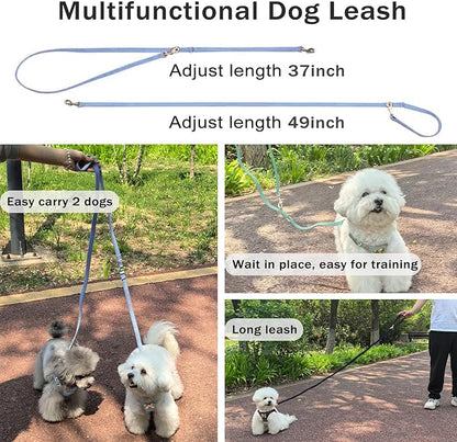 No Pull Dog Harness and Leash Set for Small Sized Dog Training Puppy Harnesses with Multifunction Dog Leash Soft Adjustable Denim No Choke Escape Proof Pet Harness for Small and Medium Dog (Blue XXS)