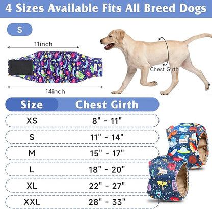 5 Pack Dog Diapers Male Reusable, Premium Belly Bands for Dogs, High Absorbing Male Dog Pee Wraps for Doggie in Incontinence or Excitable Urination and Training Cartoon L