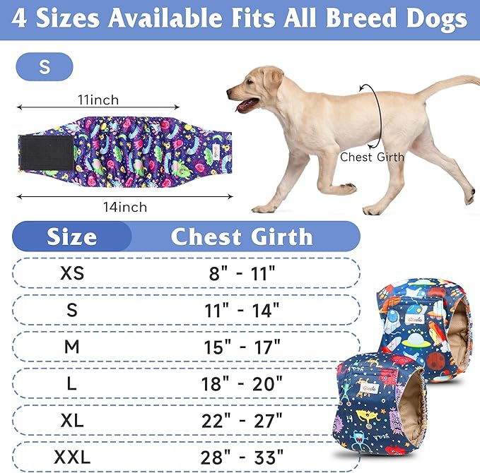 5 Pack Dog Diapers Male Reusable, Premium Belly Bands for Dogs, High Absorbing Male Dog Pee Wraps for Doggie in Incontinence or Excitable Urination and Training Cartoon XXL
