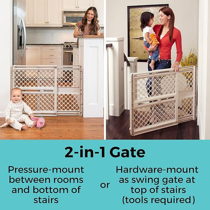 Toddleroo by North States - Supergate Ergo Baby Gate: Plastic Baby Gate for Stairs & Doorways - Adjustable Indoor Safety Gate - Made in USA - 26 to 42 Inches Wide - 26 Inches Tall - Sand