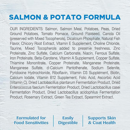 Wellness Simple Limited Ingredient Adult Dry Dog Food, Grain Free Kibble, Sensitive Stomach, Skin & Coat Support, Natural, Chicken Free, Salmon and Potato Recipe, 24 lb Bag