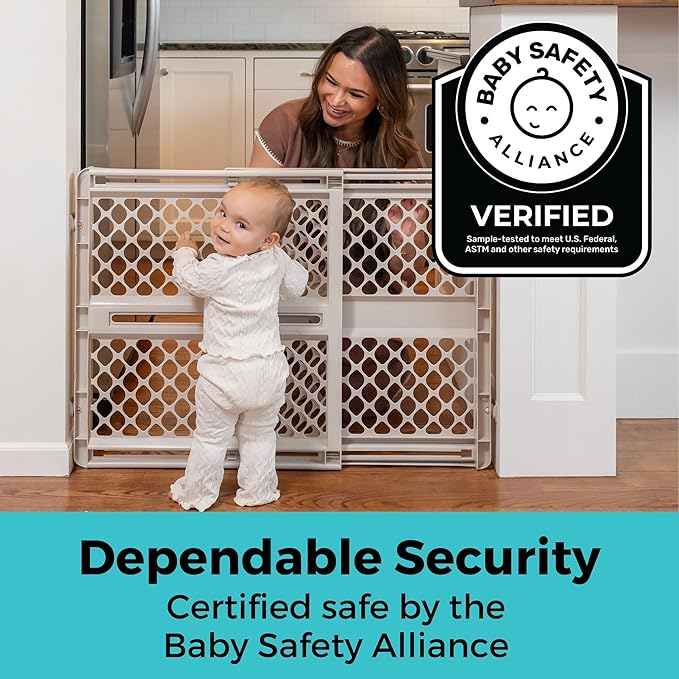 Toddleroo by North States - Supergate Ergo Baby Gate: Plastic Baby Gate for Stairs & Doorways - Adjustable Indoor Safety Gate - Made in USA - 26 to 42 Inches Wide - 26 Inches Tall - Sand