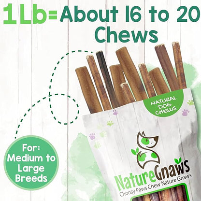 Nature Gnaws Bully Sticks for Dogs 5-6" (1Lb) - Mixed Thickness - Long Lasting for Aggressive Chewers and Large Dogs - Natural Beef Dog Chew Bones
