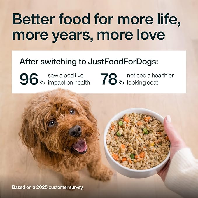 JustFoodForDogs Vet RX Pantry Fresh Prescription Dog Food, Human Grade, Vet Recommended Fresh Pet Meal or Toppers, Limited Ingredient, Prescription Diet, Renal Support Low Protein (12.5oz, 12 Pack)
