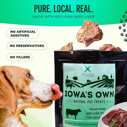 100% USA Freeze Dried Beef Liver Treats for Dogs and Cats – 100% Natural - Single Ingredient – High Protein Snack – All Breeds – Made in USA – 4oz Bag (Regular size pieces for dogs over 15 lbs)