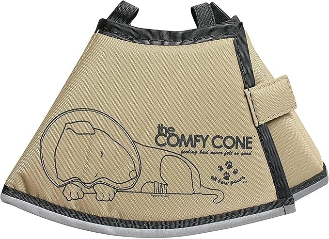All Four Paws Comfy Cone Pet Cone for Dogs, Cats, Small, Tan - Comfortable Soft Dog Cone Collar Alternative for After Surgery, Wound Care, Spay, Neuter - Dog and Cat Recovery Elizabethan-Collar