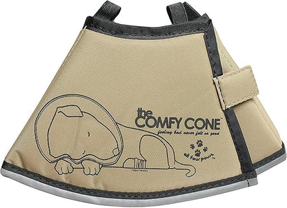 All Four Paws Comfy Cone Pet Cone for Dogs, Cats, Small, Tan - Comfortable Soft Dog Cone Collar Alternative for After Surgery, Wound Care, Spay, Neuter - Dog and Cat Recovery Elizabethan-Collar