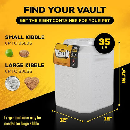 Vittles Vault Traditional Pet Food Storage Container For Dog Kibbles/Bird Seed/Oatmeal/Rice/Flour/Cereal, BPA Free Plastic, Sealed Airtight For Cat Food, Up To 35 lb, Made in USA, With Scoop, Gray
