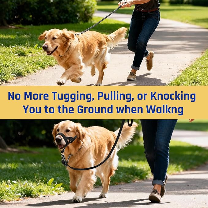 BARKLESS Dog Training Head Collar for Pulling, No Pull Head Halter with Adjustable Safety Strap, Anti-Pull Soft Padded Muzzle Leash for Walking Training Leash Reactive Large Dogs
