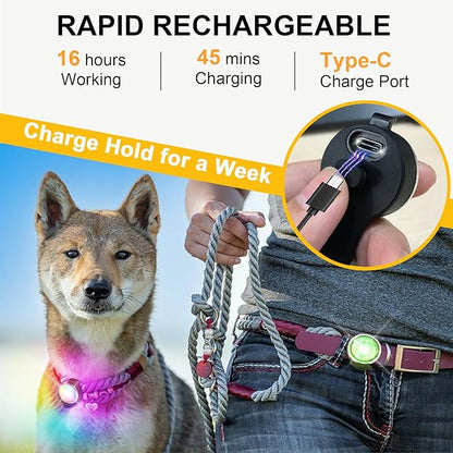 Tubasion 3-Pack Dog Lights for Night Walking, Upgraded 8 Modes Rechargeable Dog Collar Lights for Nighttime Clip On, IPX6 Waterproof and Silicon Band Safety Light for Collars