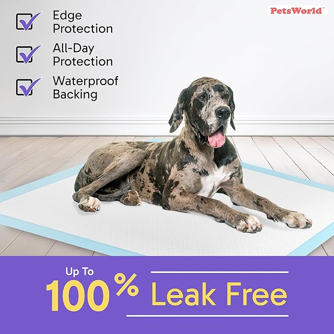 PETSWORLD Giant Dog Potty Pads, Odor-Eliminating, 36" x 36", Ultra Absorbent 5-Layer Leak-Proof Training Pads for Dogs & Cats (36x36, 1200 Count)