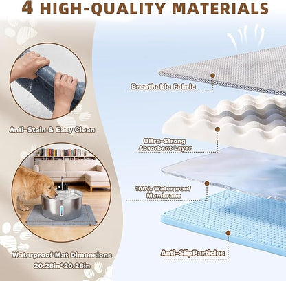 Cordless Dog Water Fountain with Silicone Mat, 7L/236oz Stainless Steel Automatic Dog Water Dispenser for Large Dogs, Multi-Filtration Pet Fountain & Ultra-Quiet Pump