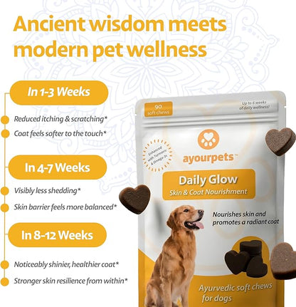 Dog Allergy Chews for Itchy Skin, Hot Spots, Paw Licking & Itchy Ears – Holistic Herbal Omega-3 Anti Itch Support with Turmeric & Shatavari – Fish Flavor – 90 Count