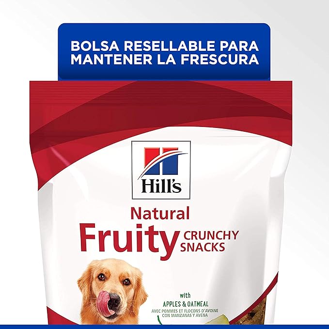 Hill's Natural Fruity Crunchy Snacks, All Life Stages, Great Taste, Dog Treats, Apples & Oatmeal, 8 oz Bag