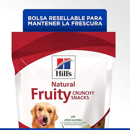 Hill's Natural Fruity Crunchy Snacks, All Life Stages, Great Taste, Dog Treats, Apples & Oatmeal, 8 oz Bag