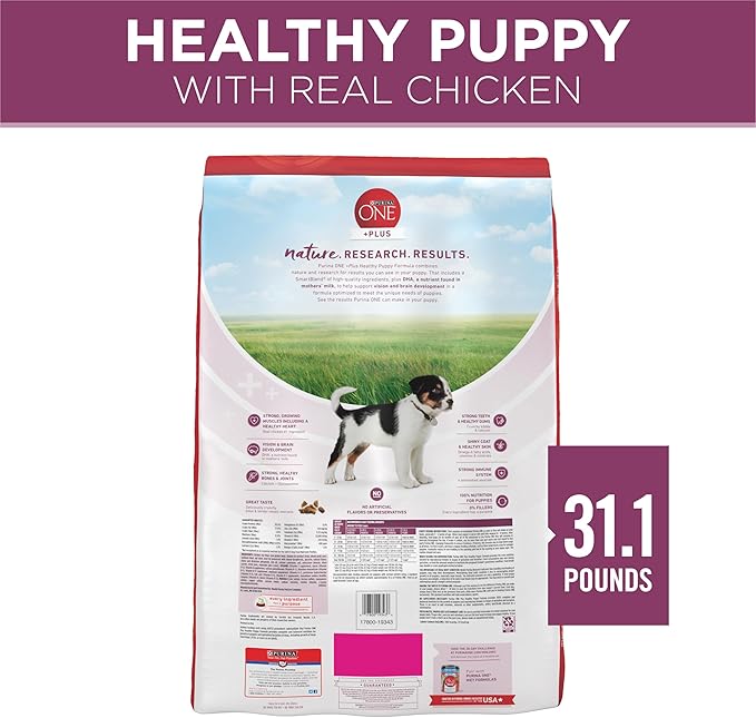 Purina ONE Plus Healthy Puppy Formula High Protein Natural Dry Puppy Food with added vitamins, minerals and nutrients - 31.1 lb. Bag