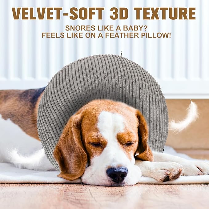 BINGPET Inflatable Dog Cone Collar Alternative After Surgery,Soft Recovery Cone for Dogs to Stop Licking,Dog Blow up Protective Neck Donut ECollars Adjustable for Large Medium Small Pet,Upgrade M Grey