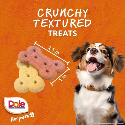 Dole for Pets Dog Biscuits Assorted Banana + Strawberry Mix, Real Fruit Flavor Vegan Crunchy Treats, No Wheat Corn Soy or Artificial Additives, Bite Size Training Snacks for Dogs, 7 Oz - 2 Pack