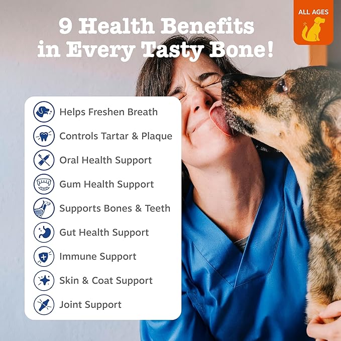 Zesty Paws Dental Bones - Fights Tartar & Plaque - Gum, Teeth & Bone Health - Cinnamon for Dog Breath - Immune, Joint, Gut, Skin & Coat Support - Omega 3 EPA & DHA and Calcium - Large Dogs - 24 ct