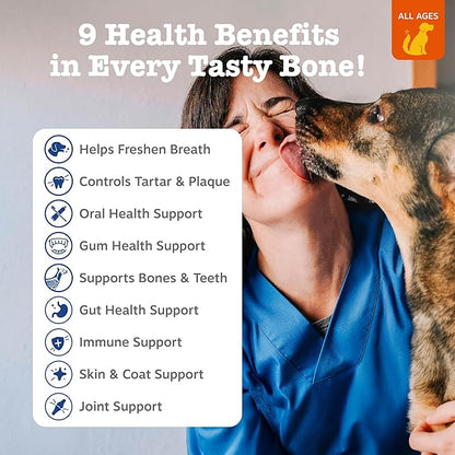 Zesty Paws Dental Bones - Fights Tartar & Plaque - Gum, Teeth & Bone Health - Cinnamon for Dog Breath - Immune, Joint, Gut, Skin & Coat Support - Omega 3 EPA & DHA and Calcium - Large Dogs - 24 ct