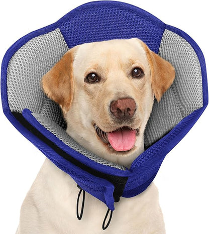 AOFITEE Large Dog Cone - Soft Dog Cone Stop Licking, Adjustable Extra Large Cones Dogs for Wound Healing, Pet Elizabethan Cones Collar After Surgery, XL Fabric Pet E-Collar, Blue X-Large