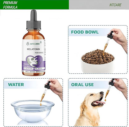 Melatonin for Dogs, Natural Well-Being Supplement, 2 fl. oz, 60 Servings