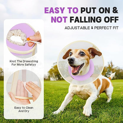 Soft Dog Cone Collar to Stop Licking-Adjustable Comfortable Mesh Recovery Collars After Surgery for Small Miniature Dogs, Alternative to Plastic Elizabethan Collar for Neuter Incision Care (Purple,L)