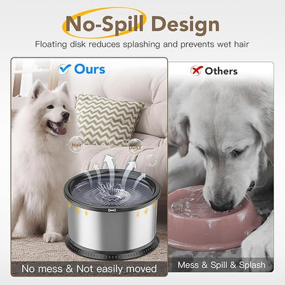 4.5L/1.2Gal Dog Water Bowl, No Spill Stainless Steel Slow Water Bowl for Medium Large Dogs, Large Capacity Splash Proof Slow Drinking Water Bowls with Anti-Slip Mat for Mess Drinkers