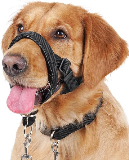 BARKLESS Dog Training Head Collar for Pulling, No Pull Head Halter with Adjustable Safety Strap, Anti-Pull Soft Padded Muzzle Leash for Walking Training Leash Reactive Medium Dogs
