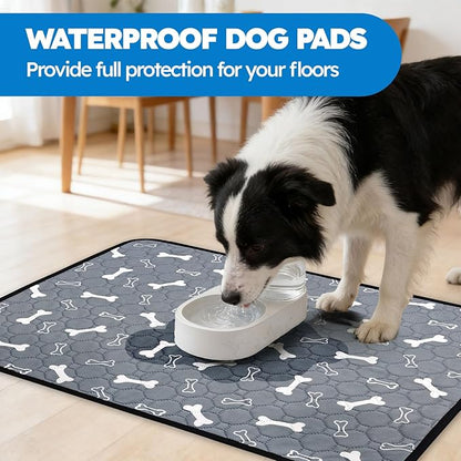 2 Pack Washable Pee Pads for Dogs, Absorbent Reusable Puppy Training Pads, Leakproof, Non-Slip, Waterproof Cat Doggie Pad Pet Potty Mat for Indoor&Outdoor, Whelping, Crate, Gray 20"x28"