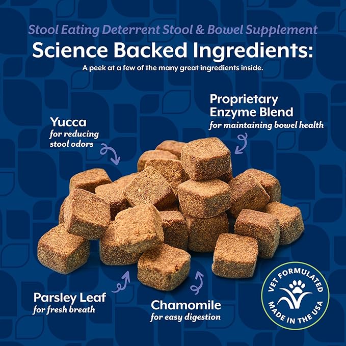 NaturVet – Coprophagia Stool Eating Deterrent – Deters Dogs from Consuming Stool – No Poop Eating for Dogs - Enhanced with Breath Aid Freshener, Enzymes & Probiotics – 130 Soft Chews