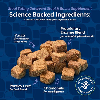NaturVet – Coprophagia Stool Eating Deterrent – Deters Dogs from Consuming Stool – No Poop Eating for Dogs - Enhanced with Breath Aid Freshener, Enzymes & Probiotics – 130 Soft Chews