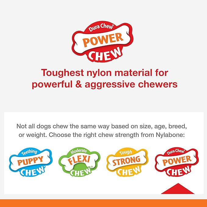 Nylabone Textured Bone Power Chew Toy for Dogs, Durable & Tough Dog Toys for Aggressive Chewers, Basted Blast Bacon and Steak Flavor, X-Large Dogs - 50+ lbs, 1 Count