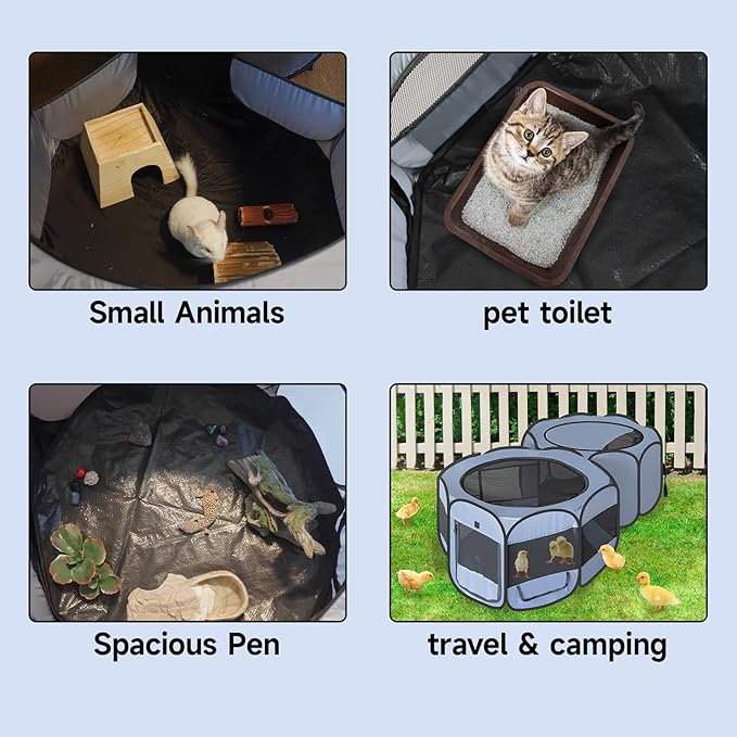 Pet Playpen Pop up Small Pet Cage Enclosure Tent Chick Run Brooder Coop Foldable Kennel for Kitten Ferret Puppy Guinea Pig Rabbit Hamster Chinchillas(No Divider, Unified Space)