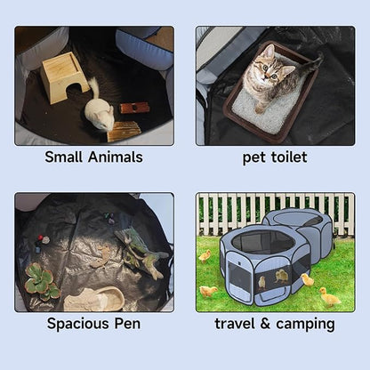 Pet Playpen Pop up Small Pet Cage Enclosure Tent Chick Run Brooder Coop Foldable Kennel for Kitten Ferret Puppy Guinea Pig Rabbit Hamster Chinchillas(No Divider, Unified Space)