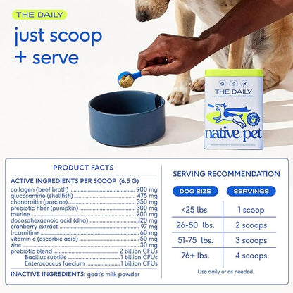 Native Pet Daily Wellness Bundle - Dog Vitamins and Supplements & Omega 3 Fish Oil Wild Alaskan Salmon Fish Oil for Dogs - 11-in-1 Multivitamin Powder Supports Joints, Gut, Skin, Coat & Heart Health