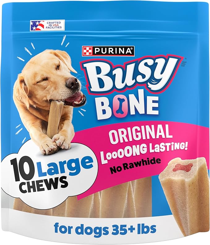 Purina Busy Bone Adult Dog Chew Bone Treats, Original - 10 ct. Pouch