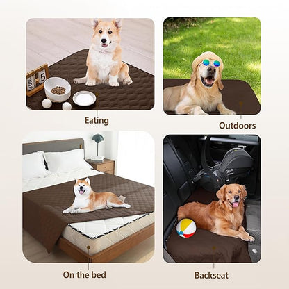 gogobunny 3X Stronger Waterproof Pet Blanket, Scratch Proof Furniture Protector for Dogs Cats, Reversible Cover 52x82 Inch, Dark Chocolate