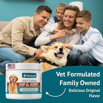 Hip & Joint Dog Chews – Glucosamine, Chondroitin, MSM, Turmeric & Collagen for Joint Health & Mobility – High-Potency Supplement for Dogs of All Breeds & Sizes – Active Lifestyle Support