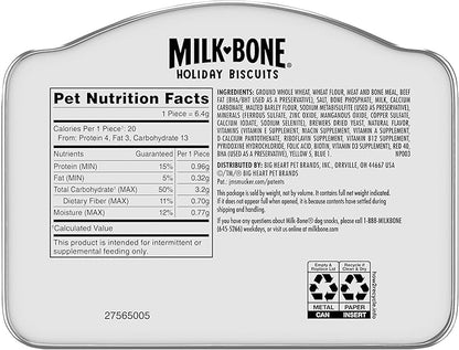 Milk-Bone Limited Edition Holiday Dog Treats, Small Biscuits, 24 Ounce Reusable Tin