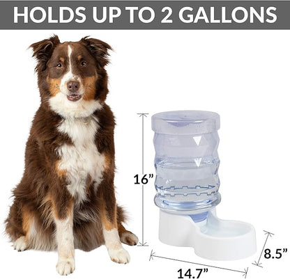PetFusion H2O Gravity Pet Water Dispenser. Durable 2.5 Gallon Waterer Feeder. Automatic Station for Cats & Small, Medium, Large Dogs, Transparent