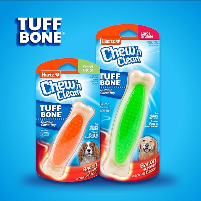 Hartz Chew 'n Clean Tuff Bone Bacon Scented Dental Dog Chew Toy - Large