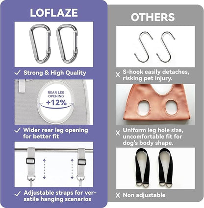 Loflaze Dog Grooming Hammock Harness for Dogs & Cats with Pet Nail Clipper Trimmer - Cat Hanger Sling for Trimming Clipping Nails- Dog Hammock Restraint Bag for Small Medium Large pet （ Grey XS）
