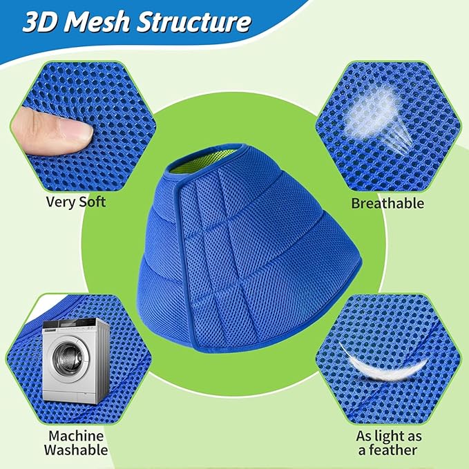 Soft Dog Cone Recovery Collars & Cones After Surgery for Small,Medium Large Dogs,Adjustable Breathable Dog Cone Collar,Protect Pets from Licking Wounds,Soft and Comfortable, Reduce Anxiety (Blue, XL)