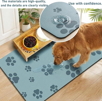 Pet Feeding Mat Dog Cat Food Mat Absorbent No Stains Quick Dry Rubber Bottom Anti-Slip Water Bowl Mats Easy to Clean for Indoor Pet Placemats Water Dispenser Mat