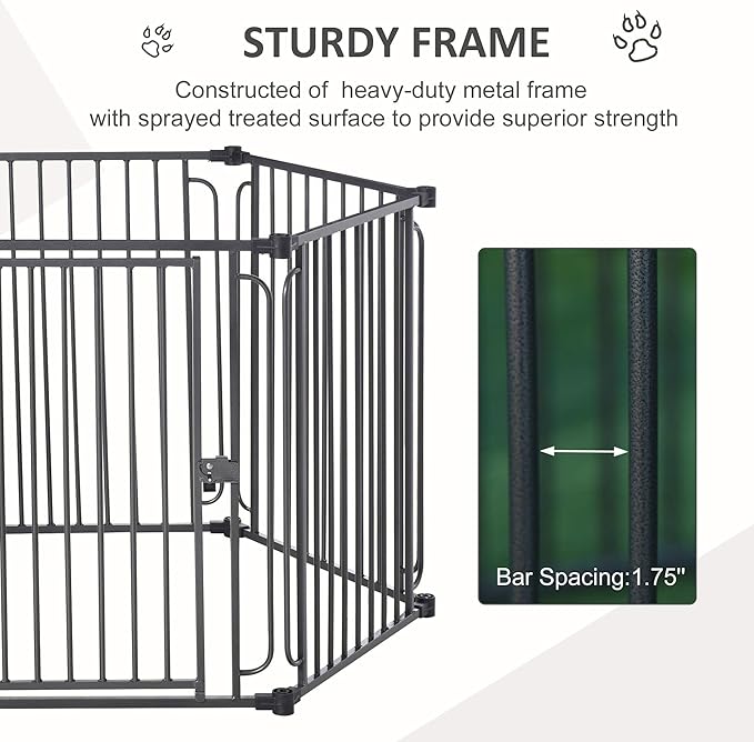 PawHut 48" x 41" Heavy-Duty Metal Dog Playpen, Outdoor Pet Cage Kennel, Puppy Exercise Fence Barrier with Weather-Resistant Polyester Roof, Locking Door, & Metal Frame